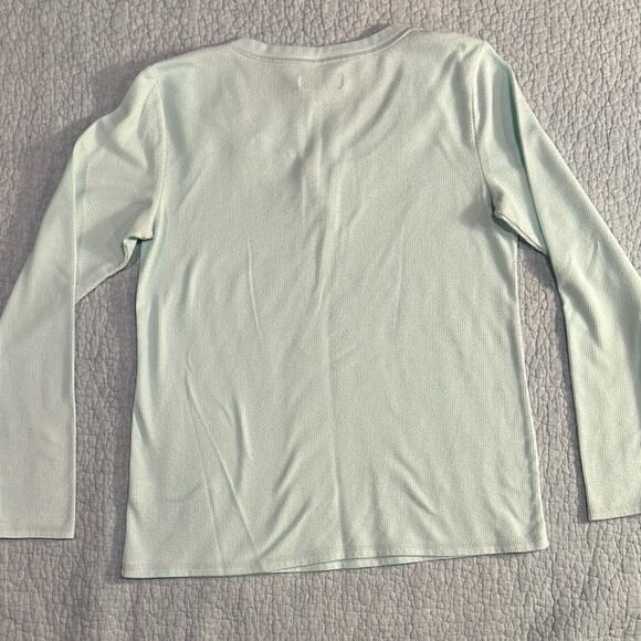 Sonoma Goods for Life Women's Mint Green Long Sleeve Henley Shirt - Picture 2 of 5